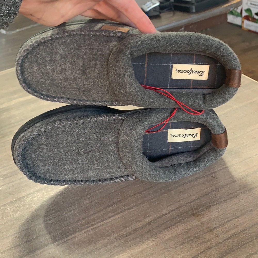 NWT 2020 Men’s Dearfoams Indoor Outdoor Slippers Gray Heather - Picture 6 of 7